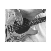 bass player bw four string bass hands drummer back gallery wrapped canvas