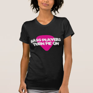 Bass Players Turn Me On Pink Guitar Pick Tee