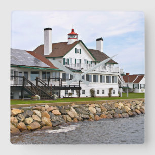Bass River Lighthouse, Mass. Square Wall Clock