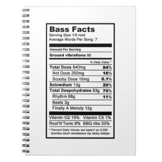 Bass singer "Nutritional Information Label" Notebook