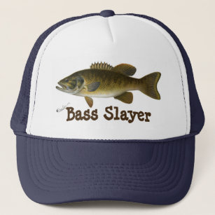 "Bass Slayer" with Smallmouth Bass Painting Trucker Hat