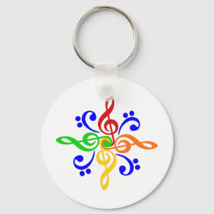 Bass & Treble Clef Design Keychain
