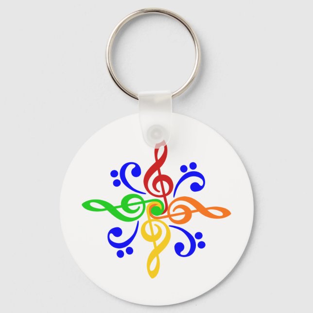 Bass & Treble Clef Design Keychain (Front)