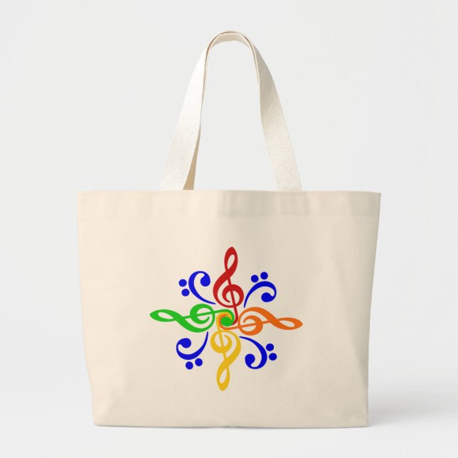 Bass & Treble Clef Design Large Tote Bag (Front)