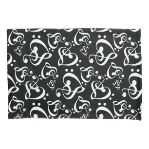 Bass Treble Clef Hearts Music Notes Pattern Pillowcase