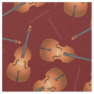 Bass Upright Jazz Music Musician Room Decor Red Fabric