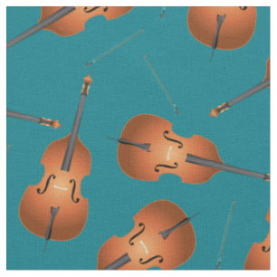 Bass Upright Jazz Music Musician Room Decor Teal Fabric