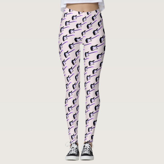 Basse Guitare, Musique Leggings Personnalisés (Devant)