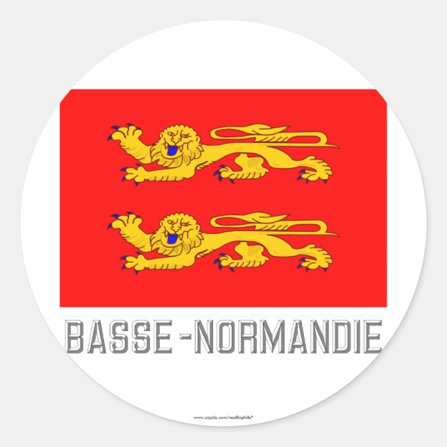 Basse-Normandie flag with name Classic Round Sticker (Front)