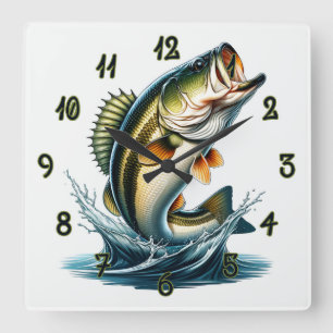 Basse Pêche Horloge murale - Saut à grande bouche