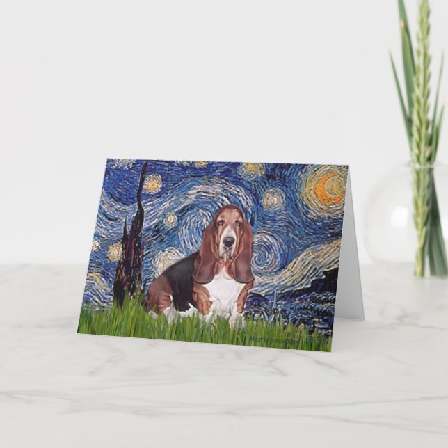 Basset 1 - Starry Night Card (Front)