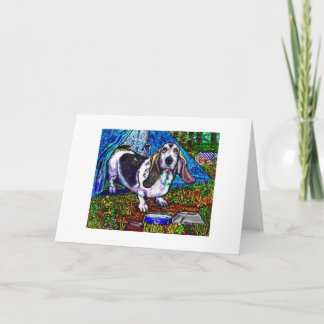 "Basset Camping" Greetings Card