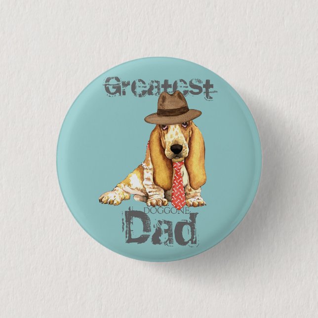 Basset Dad 1 Inch Round Button (Front)