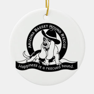 Basset Elf & AZBHR Logo Ceramic Ornament