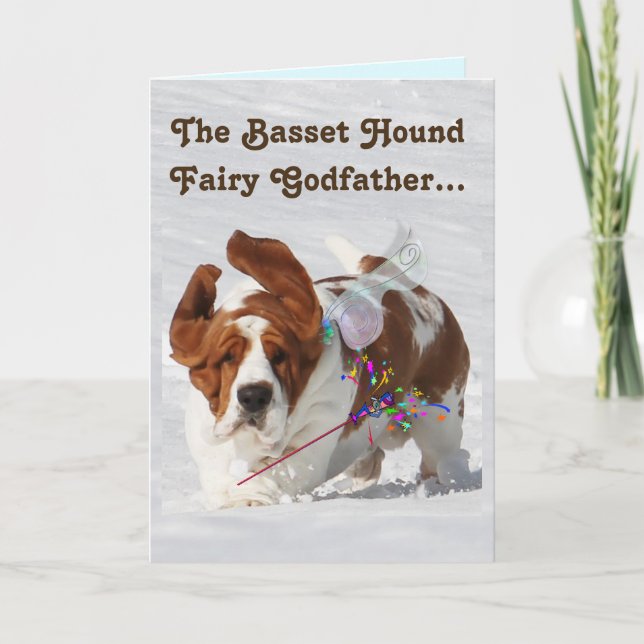 "Basset Fairy Godfather" on Funny Birthday Card (Front)