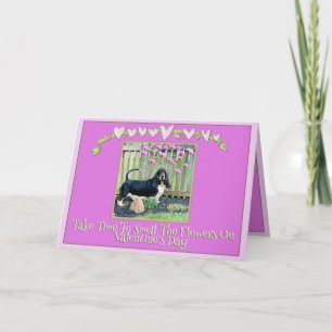Basset & Fleurs sur Carte de la Saint-Valentin Drô