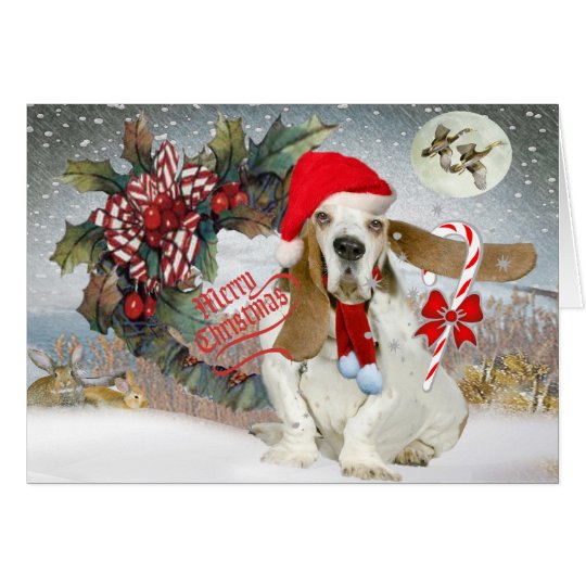 Basset Has The Spirit Of Christmas Card