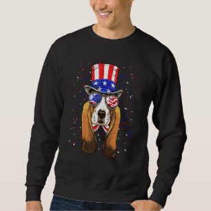 Basset Hound 4th Of July American Dog Usa Flag Sweatshirt