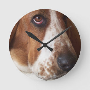 basset-hound-7 round clock