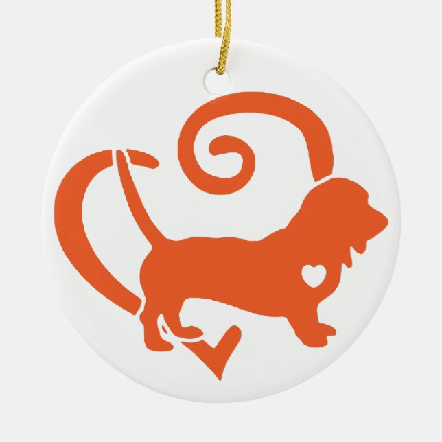 BASSET HOUND [9] CERAMIC ORNAMENT (Front)