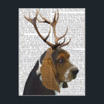 Basset Hound and Antlers Postcard<br><div class="desc">Pets</div>