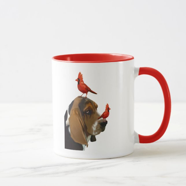 Basset Hound and Birds Mug (Right)