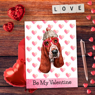 Basset Hound Be My Valentine Dog Valentine's Day Holiday Postcard