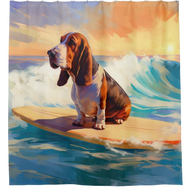 Basset Hound Beach Surfing Painting (Front)