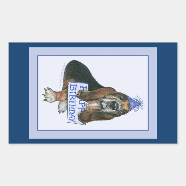 Basset Hound Birthday Stickers (Front)