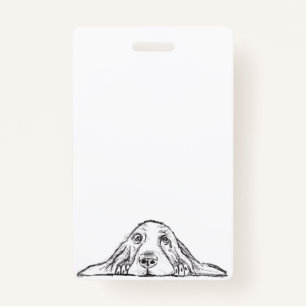 basset hound black white simple puppy dog eyes badge