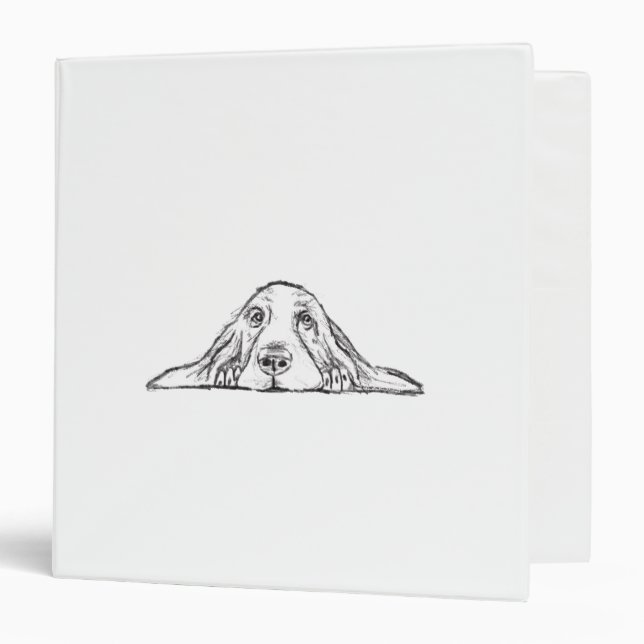 basset hound black white simple puppy dog eyes  binder (Front/Inside)