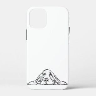 basset hound black white simple puppy dog eyes  iPhone 12 mini case