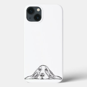 basset hound black white simple puppy dog eyes   iPhone 13 case