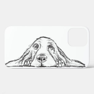 basset hound black white simple puppy dog eyes iPhone 12 case