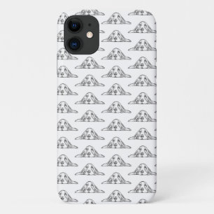basset hound black white simple puppy dog eyes  iPhone 11 case