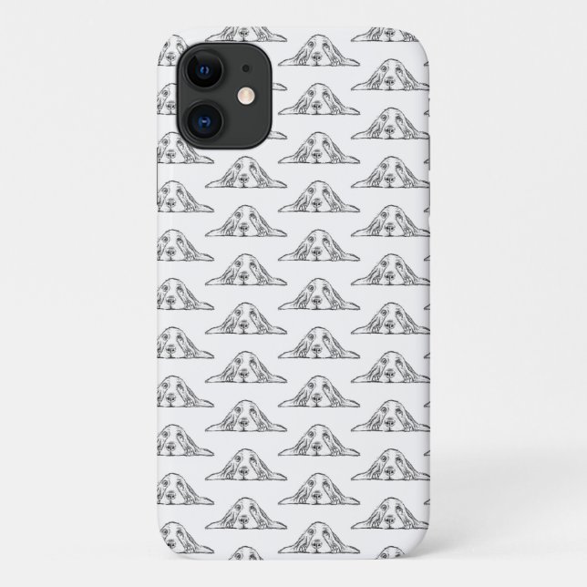 basset hound black white simple puppy dog eyes  Case-Mate iPhone case (Back)