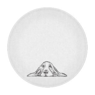 basset hound black white simple puppy dog eyes  cutting board