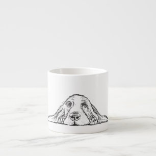 basset hound black white simple puppy dog eyes espresso cup