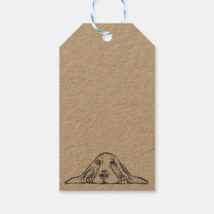 basset hound black white simple puppy dog eyes  gift tags