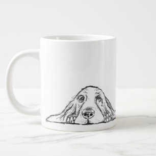 basset hound black white simple puppy dog eyes  large coffee mug