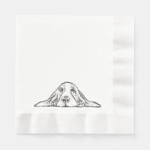 basset hound black white simple puppy dog eyes  napkin