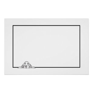 basset hound black white simple puppy dog eyes poster