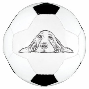 basset hound black white simple puppy dog eyes soccer ball