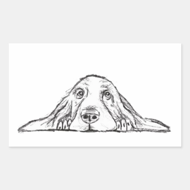basset hound black white simple puppy dog eyes  sticker (Front)