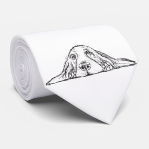basset hound black white simple puppy dog eyes tie