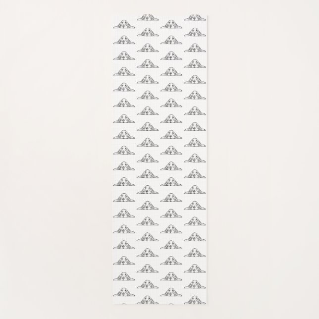 basset hound black white simple puppy dog eyes  yoga mat (Front)