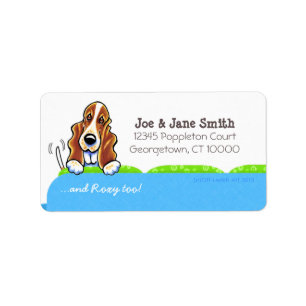 Basset Hound Blue Couch Pet Name Personalized Label