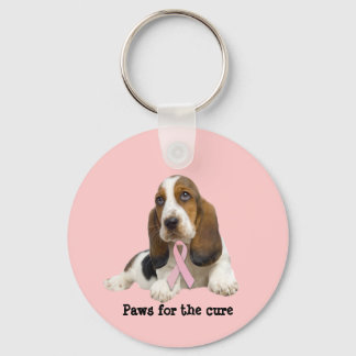 Basset Hound  Breast Cancer Keychain