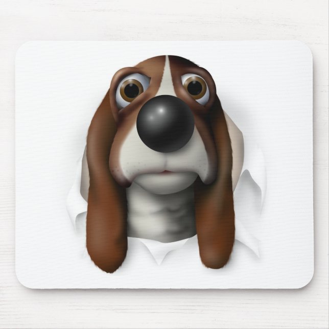 Basset Hound Busting Out Mouse Pad (Front)
