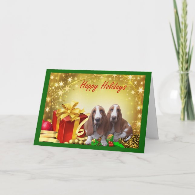 Basset Hound Cadeaux de cartes de Noël (Devant)
